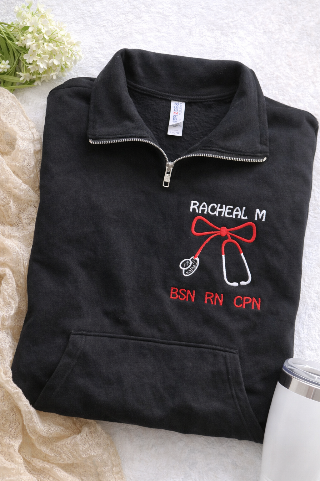 Custom Nurse Quarter Zip – Personalized Name & Credentials