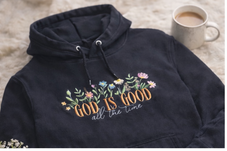 God Is Good All The Time Floral Hoodie
